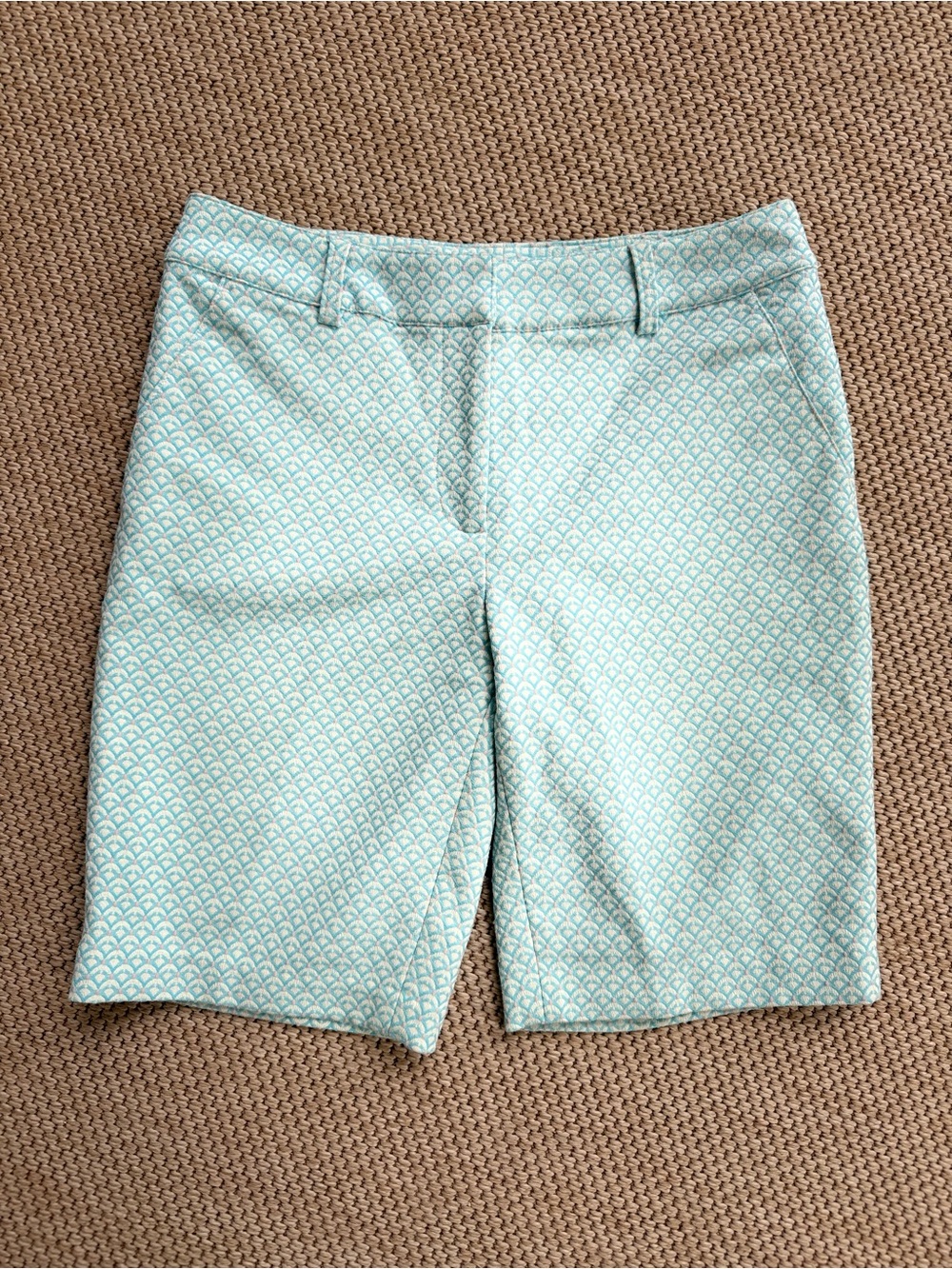J. McLaughlin Aqua Patterned Bermuda Shorts